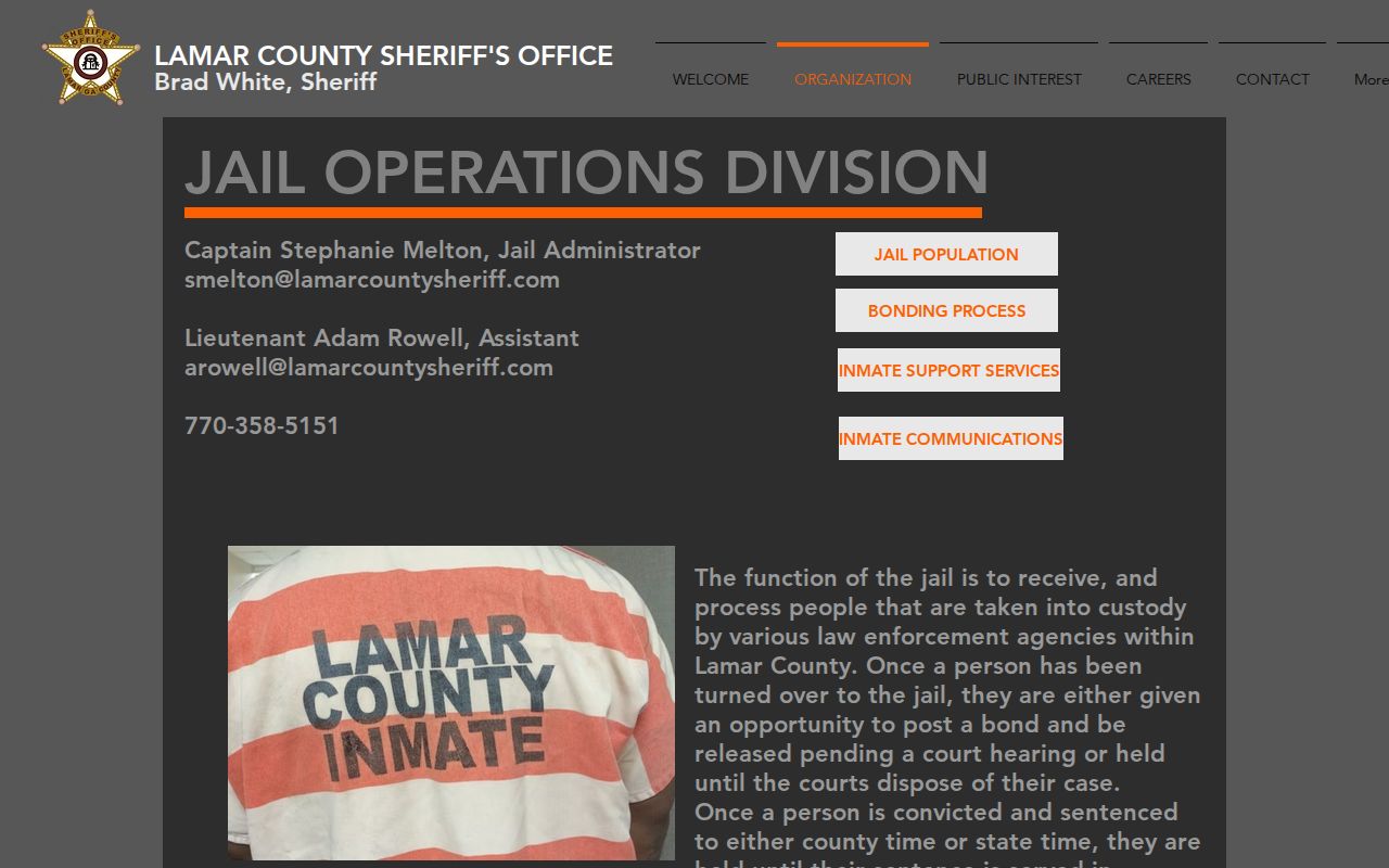 Lamar County arrest booking operations at the detention center