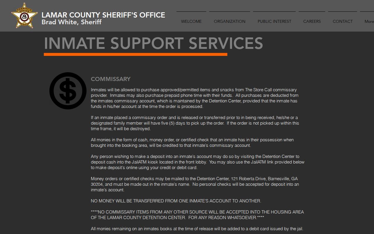 Barnesville inmate records and Lamar detention support services